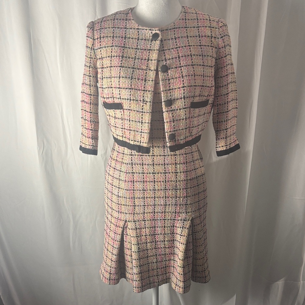 Talbots Pink and Black Tweed Dress Set